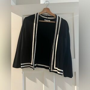 Black Cardigan with White Stripes